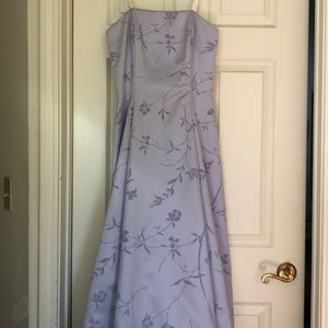 Lavender long strapless dress